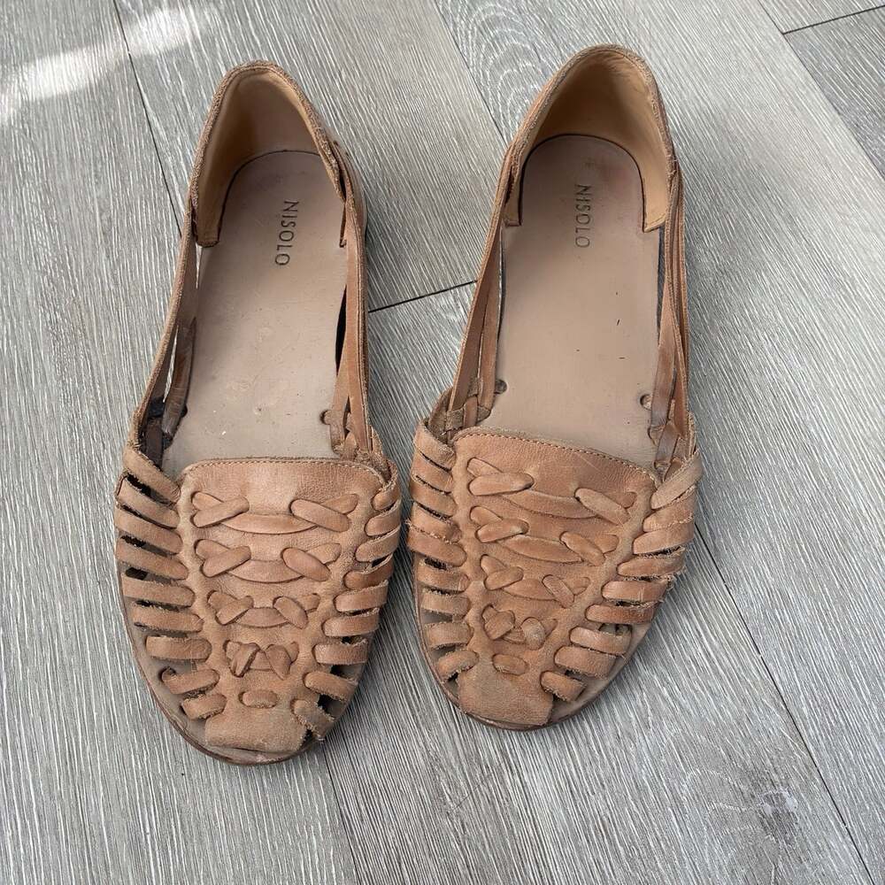 Nisolo Women's Huarache Leather Sandals, Almond Size 7.5 True To Size Natural